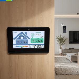 Horloge <span class=keywords><strong>météo</strong></span> intelligente radiocommandée avec rétroéclairage LED Calendrier perpétuel et jour de la semaine Alarme tactile Snooze Affichage 12/24H - Product Image 4