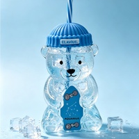 Bouteille d'eau en verre borosilicate de 20 oz avec paille, motif ours du zodiaque, sans BPA, mignonne tasse à café glacé en forme d'ours
