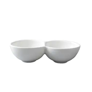 Chaoda mangkuk keramik ganda yang digunakan di restoran mangkuk makanan penutup porselen tahan lama mangkuk celup saus keramik makan malam