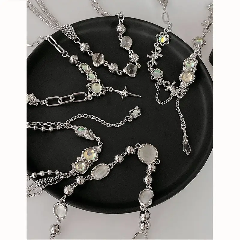 2022 Y2K Butterfly Pendant Necklace Silver Color Chain Necklaces for Women Irregular Multilayer Choker Jewelry Wedding Gift