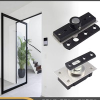 Charnière de porte rotative moderne en acier inoxydable avec conception dissimulée intégrée pour axes supérieur et inférieur, base fixe robuste de type carte
