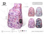 Sac à dos pour étudiants de 15 pouces, sac d'école à imprimé floral avec fermeture à glissière, style unisexe à la mode - Product Image 1