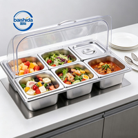 GN 1/6 Bac Gastronorm Rectangulaire en Acier Inoxydable Argenté avec Couvercle, Compatible Lave-Vaisselle, Léger, Grande Capacité, Retour à l'École