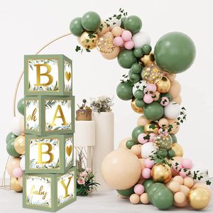 Scatole DAMAI verde salvia con lettere 4 pz decorazioni Baby Shower per boygirl Balloon boygirl scatole Gender rivelare bomboniere - Product Image 4