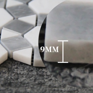 BOTON STONE Blanco <span class=keywords><strong>Gris</strong></span> Carrara Mármol <span class=keywords><strong>Cocina</strong></span> Backsplash Mosaico <span class=keywords><strong>Azulejos</strong></span> - Product Image 6