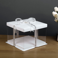 Vente flash : boîte à gâteau en plastique PET transparent carrée blanche de 4 pouces pour le stockage et l'exposition de divers gâteaux pour anniversaire, mariage