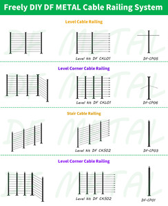 Kits de <span class=keywords><strong>balustrade</strong></span> extérieure DF à tension verticale pour terrasse, en acier inoxydable, avec câble, tige, main courante, garde-corps de balcon et treillis métallique - Product Image 2