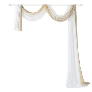 Ombre Curtain Valances Gradient Voile Janela Cachecol Valance para Cerimônia Backdrop Wedding Arch Kid Quarto Ganhos Cortinas Ao Ar Livre