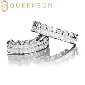 Queensun Nhà Máy Tùy Chỉnh Tốt grillz S925 Bạc Đá Kim Cương grillz 10K 14K 18K Rắn Vàng Vvs Moissanite Phòng Thí Nghiệm Kim Cương Đá Mô Hình - Product Image 6