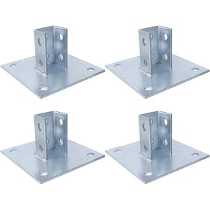 Base de montaje cuadrada MISA de 6x6 pulgadas para poste de soporte sin aleación, con imprimación y granallado, para canal de 1-5/8 pulgadas - Product Image 1