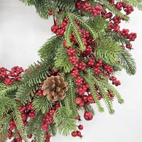Guirlande artificielle de Noël, guirlande de baies rouges, fruits abondants, décoration de maison