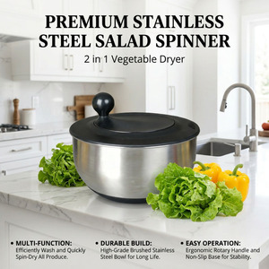 Outils de cuisine Séchoir à fruits manuel à 360 degrés Séchoir à légumes en acier inoxydable pour <span class=keywords><strong>salade</strong></span> - Product Image 1