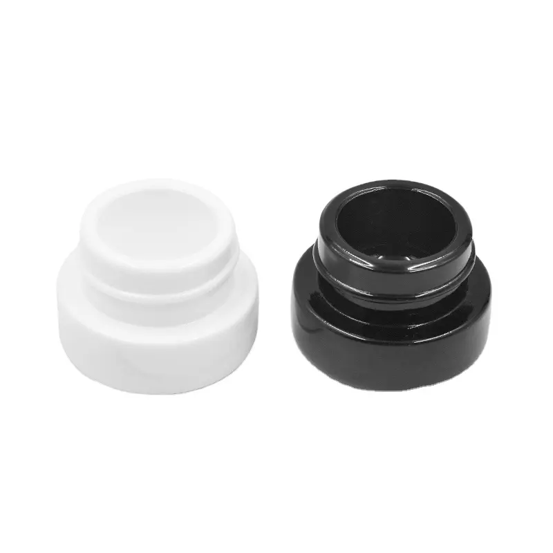 5ml 7ml 9ml Child Resistant UV Glass Concentrate Container Jar With Black Plastic Caps