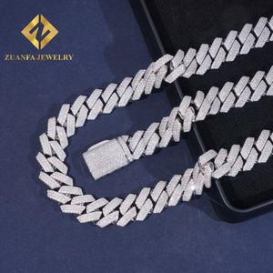 Cadena Gruesa de Joyería Hip Hop, Moissanita que Pasa el Test de Diamantes, Chapada en Oro sobre Plata 925, Cadena Cubana, Joyería Fina - Product Image 5