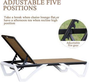<span class=keywords><strong>Tumbona</strong></span> ajustable de aluminio para exteriores junto a la piscina, <span class=keywords><strong>tumbona</strong></span> de plástico para todo tipo de clima con mesa para cubierta de césped o patio trasero - Product Image 6