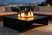 Brasero de table extérieur en acier Corten au gaz naturel avec verre, construction robuste, garantie 5 ans