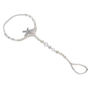 Tobillera de perlas de imitación con dije de estrella, chapada en plata, elástica, con cuentas, joyería de fiesta para mujer, estilo romántico - Product Image 5
