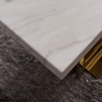 Table à manger en marbre minimaliste moderne, ensemble de chaises de salle à manger en acier inoxydable de style nordique, salon, rectangulaire, HORIZON HR-3028