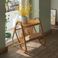Petite table basse nordique moderne Design d'angle créatif avec meubles de ferme simples en rotin véritable durable pour salon