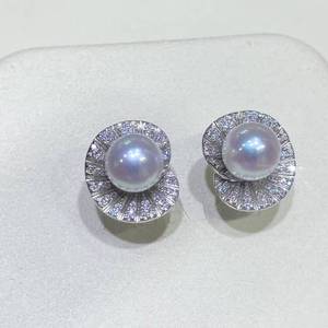 Pendientes de Perlas Aurora Vintage de Plata de Ley 925, Perlas de Agua Dulce de 9-10 mm con Alto Brillo Espejo - Product Image 2