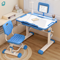 Ensemble de bureau et chaise ergonomiques en bois pour enfants, réglables en hauteur, avec étagère et tiroir, table d'étude multifonctionnelle pour enfants