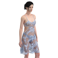 Robe de nuit transparente sexy en dentelle respirante pour femme, séchage rapide, lingerie pour l'été et le printemps, longueur genou, tenue de nuit quotidienne