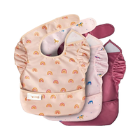 Bavoir de bébé en forme de dessin animé, bouton tridimensionnel, serviette de salive, imperméable, sans lavage, écologique, 100% polyester, 2 couches, alimentaire