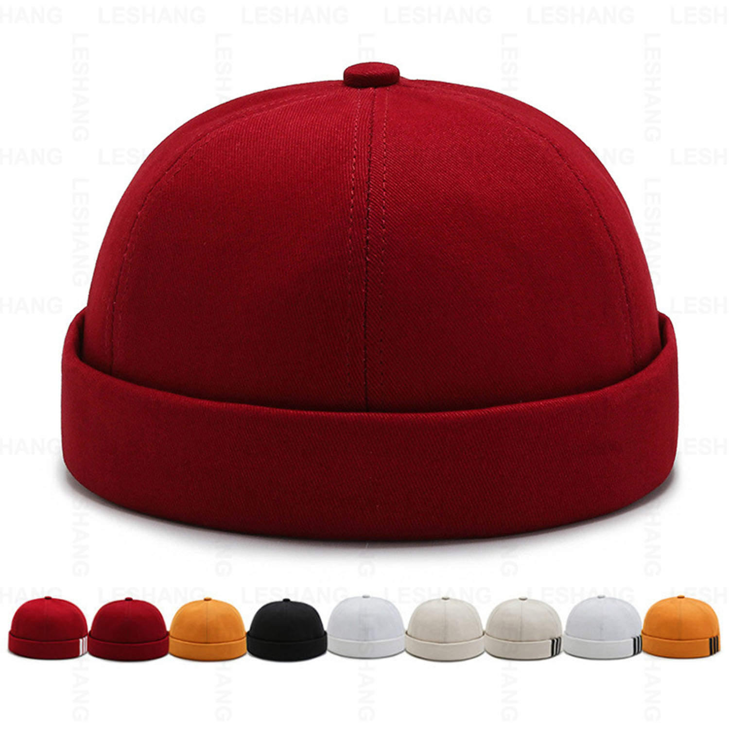 Men Hats Docker Cap Hats Beanie Sailor Cap Worker Hat Rolled Cuff Retro Brimless Hat With Adjustable