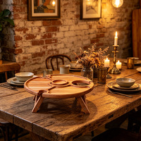 Table à vin et à fromage en bois portable personnalisée, divertissement en plein air, table pliante en bois de plage, plateau de service à vin en bois
