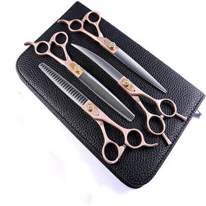 Ciseaux de toilettage pour animaux Se-7.0 en acier inoxydable or rose, ciseaux effilants à dents plates, outils multifonctionnels pour couper les poils de chat - Product Image 1