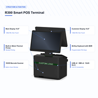 Terminal de point de vente intelligent 15,6 pouces à double écran noir Windows Intel N5095 Quad-Core avec imprimante thermique 58 mm et scanner 1D/2D pour supermarché