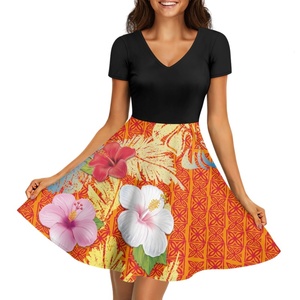 Women's Casual A-Line Dress – Short Sleeve, Round Neck, Printed Swing Style