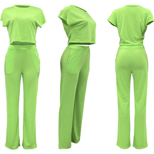 ชุดเซ็ต 2 ชิ้น แฟชั่นลำลอง แขนสั้น สีพื้น ดีไซน์ใหม่ ทันสมัย - Product Image 5