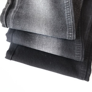 Tela Denim Elástica de Alta Calidad, Mercerizada, de Seda, 180cm, 10.7oz, Negra, 65% Algodón, para Pantalones - Product Image 5