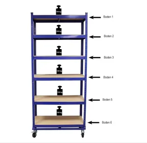 हेवी ड्यूटी शेल्फ स्टोरेज वेयरहाउस रैक 6 टियर मेटल व्हील शेल्विंग रैक
