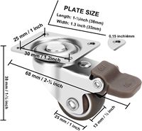 Ensemble de 4 roulettes pivotantes en acier au carbone et caoutchouc polyuréthane, robustes, pour chariot à meubles, chariot de travail, chariot à main