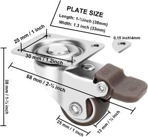 Ensemble de 4 roulettes pivotantes en acier au carbone et caoutchouc polyuréthane, robustes, pour chariot à meubles, chariot de travail, chariot à main - Product Image 2