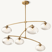 Luminaire suspendu en verre sphérique moderne, lustre rond en verre transparent