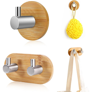 Soporte adhesivo de gancho para llave de pared de madera para <span class=keywords><strong>perchero</strong></span> ganchos multiusos fregona decorativa montada en la pared - Product Image 5