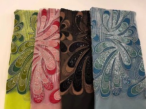Tessuti ecologici in pizzo con perline e paillettes nigeriane per festa da sposa con motivo <span class=keywords><strong>a</strong></span> <span class=keywords><strong>maglia</strong></span> MOQ 5 metri - Product Image 3