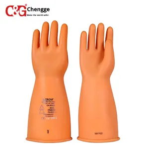 Перчатки STROM латексные изолирующие полноразмерные промышленные, уровень защиты 2, для работ под напряжением, антиэлектрические, 20 кВ, резиновые - Product Image 3