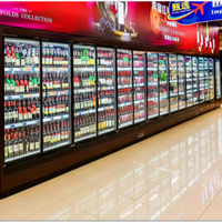 Refrigerador Multideck para Supermercado con Puerta de Vidrio, Enfriamiento por Aire, Temperatura Única, Estantes Ajustables, Pantalla Digital, Automático