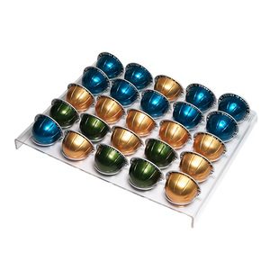 Support de rangement pour dosettes de café en acrylique, 25 compartiments, organisateur de tiroir de cuisine, style moderne et simple, transparent - Product Image 1