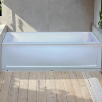Baignoire rectangulaire encastrable en acrylique écologique avec drain intégré et jupe de protection pour les jambes, pour bébés et adultes, idéale pour appartement et salle de bain