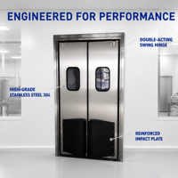 Porte battante industrielle automatique en acier inoxydable anti-choc à ouverture bidirectionnelle en ABS