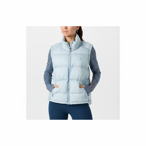 Gilet matelassé pour femme sans manches avec fermeture éclair, col montant, veste matelassée chaude pour l'hiver, manteaux avec poche, gilet en duvet pour femme - Product Image 1
