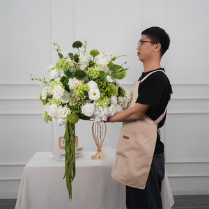 ดอกไม้ประดิษฐ์ทรงกลมสีขาวเขียว ขนาด 50 ซม. งานแฮนด์เมด สวยหรู สมจริง สำหรับตกแต่งงานแต่งงานและจัดวางเป็นศูนย์กลางโต๊ะ - Product Image 1