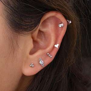 316L Acier Inoxydable Or Antiallergène CZ Stud <span class=keywords><strong>Piercing</strong></span> Lune Étoile Cartilage Boucle D'oreille Conque Tragus Stud <span class=keywords><strong>Helix</strong></span> <span class=keywords><strong>piercing</strong></span> boucles d'oreilles - Product Image 6
