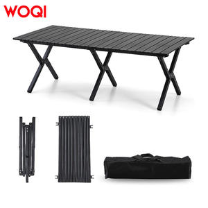 Mesa Plegable para Exteriores Woqi, 120x60x45cm, Rectangular, Portátil, para Camping y Picnic, Base Cruzada, Tela Oxford Negra - Product Image 3