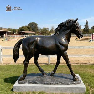 Patung Kuda Antik Perunggu Hitam Ukuran Asli Buatan Tangan TREVI untuk Dekorasi Luar Ruangan Peternakan/Kebun Binatang - Product Image 1